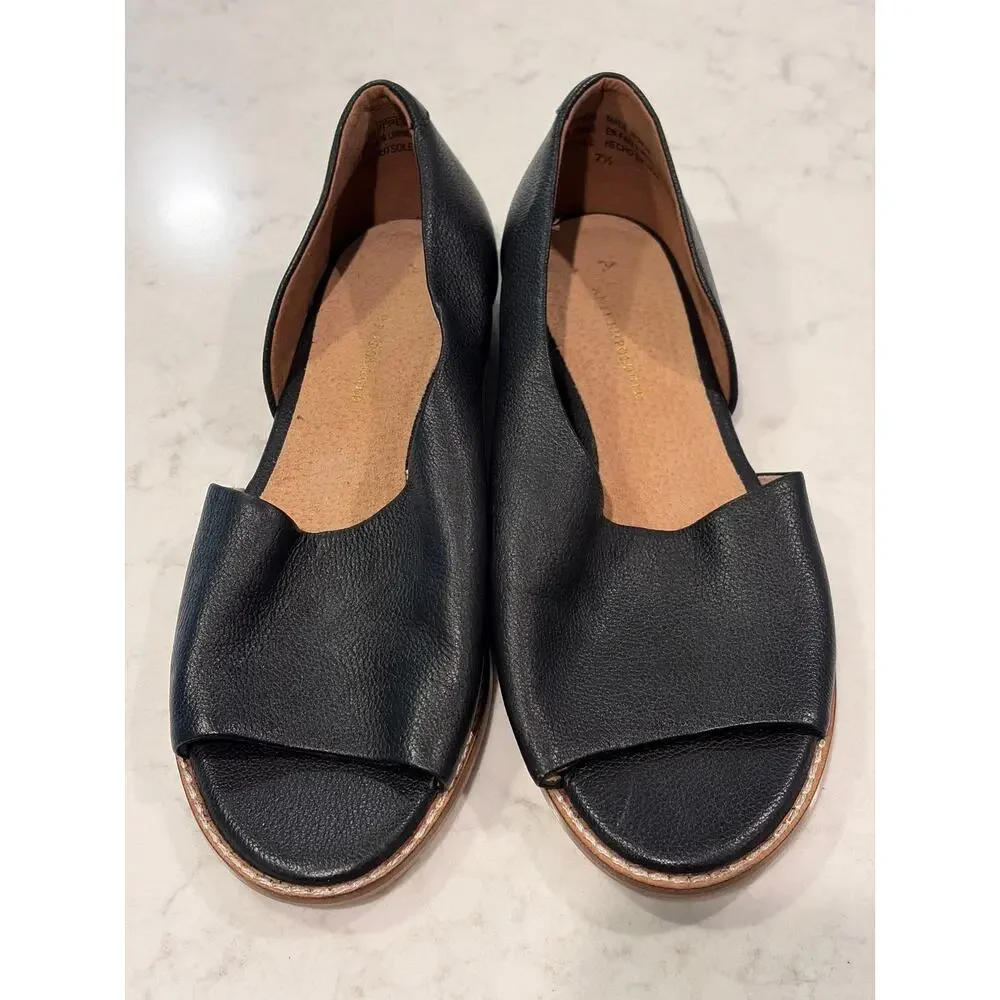 Anthropologie Women’s Leather Souvenir Cut Out Slip On Flats Size 7.5 Black
